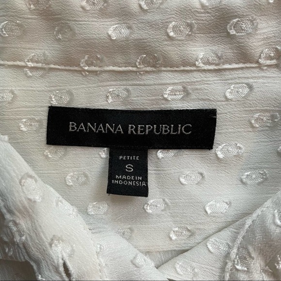Banana Republic Button Down Shirt White Ivory Petite Size Small Sheer Polka Dot - Picture 5 of 8